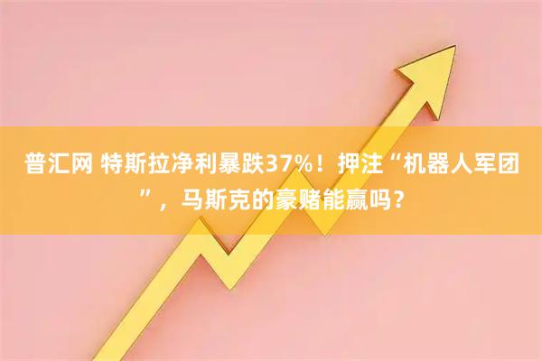 普汇网 特斯拉净利暴跌37%！押注“机器人军团”，马斯克的豪赌能赢吗？